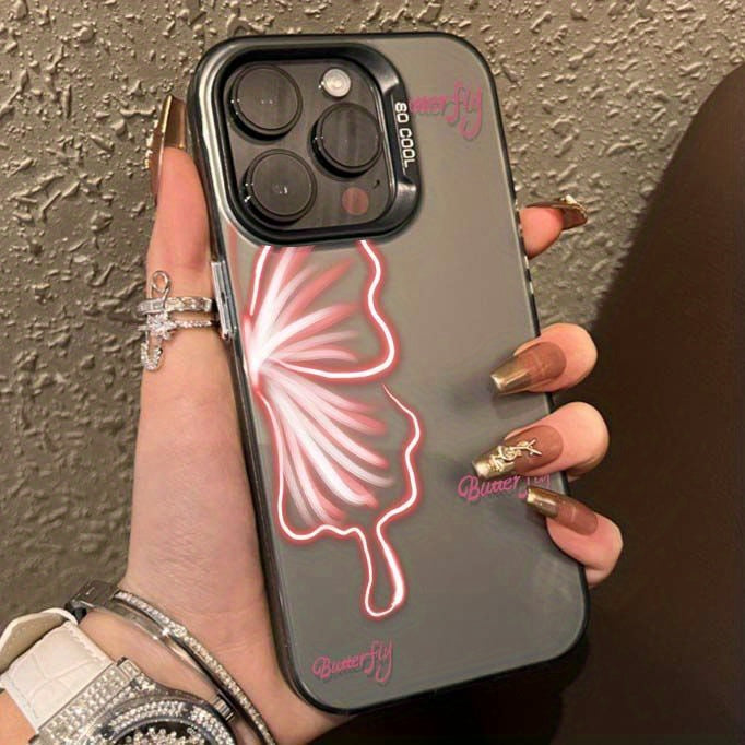 Luminous Butterfly Pattern iPhone Case for 15/14/13/12/11 Series, Soft TPU Full-Body Protective Cover with Glow Effect, Shockproof Slim Phone Case